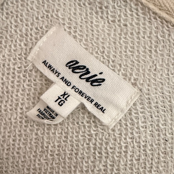 Aerie Cream Crew Neck Sweater with White Bow Detail - Picture 3 of 3